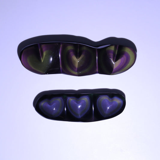 Rainbow Obsidian Heart Set of 2 - Expert Wholesale and Supplier of Wholesale Crystals & Bulk Gemstones, ["Hearts","Mexico","Obsidian","Rainbow Obsidian"]