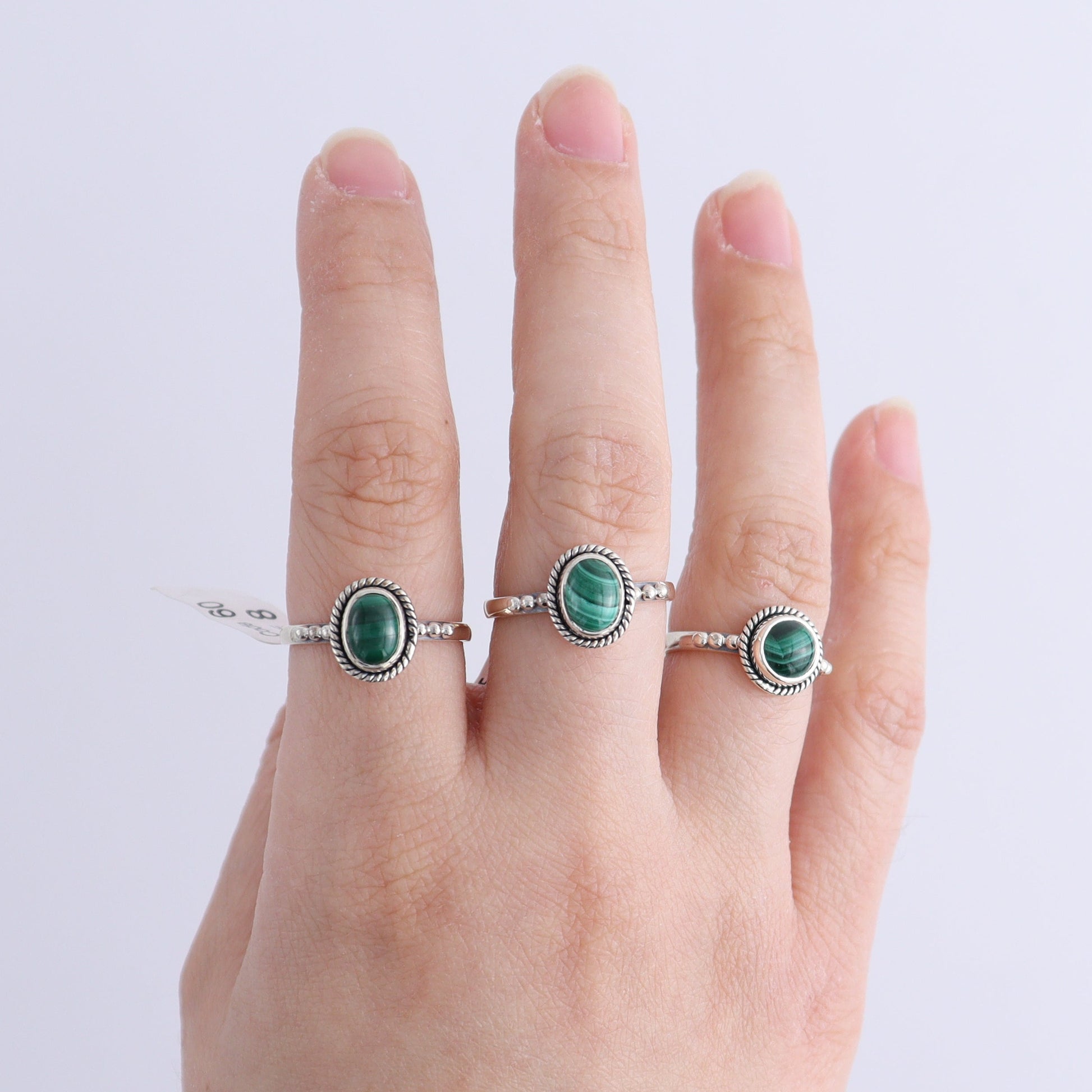 Malachite Rings Set of 7 (Ring Holders Not Included) - Expert Wholesale and Supplier of Wholesale Crystals & Bulk Gemstones, ["Malachite","Ring","rings","sterling silver"]