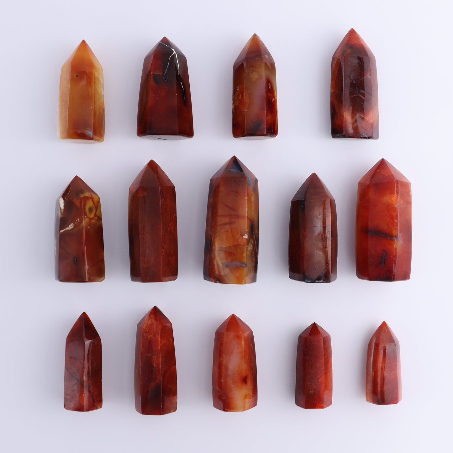 Carnelian Towers Set of 14 - Expert Wholesale and Supplier of Wholesale Crystals & Bulk Gemstones, ["carnelian","Madagascar","Towers"]