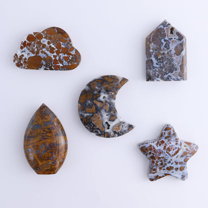 Brecciated Jasper Moons, Stars, Towers, Clouds, and Flames Set of 10 - Expert Wholesale and Supplier of Wholesale Crystals & Bulk Gemstones, ["Brecciated Jasper","Clouds","flames","Indonesia","moons","stars","Towers"]