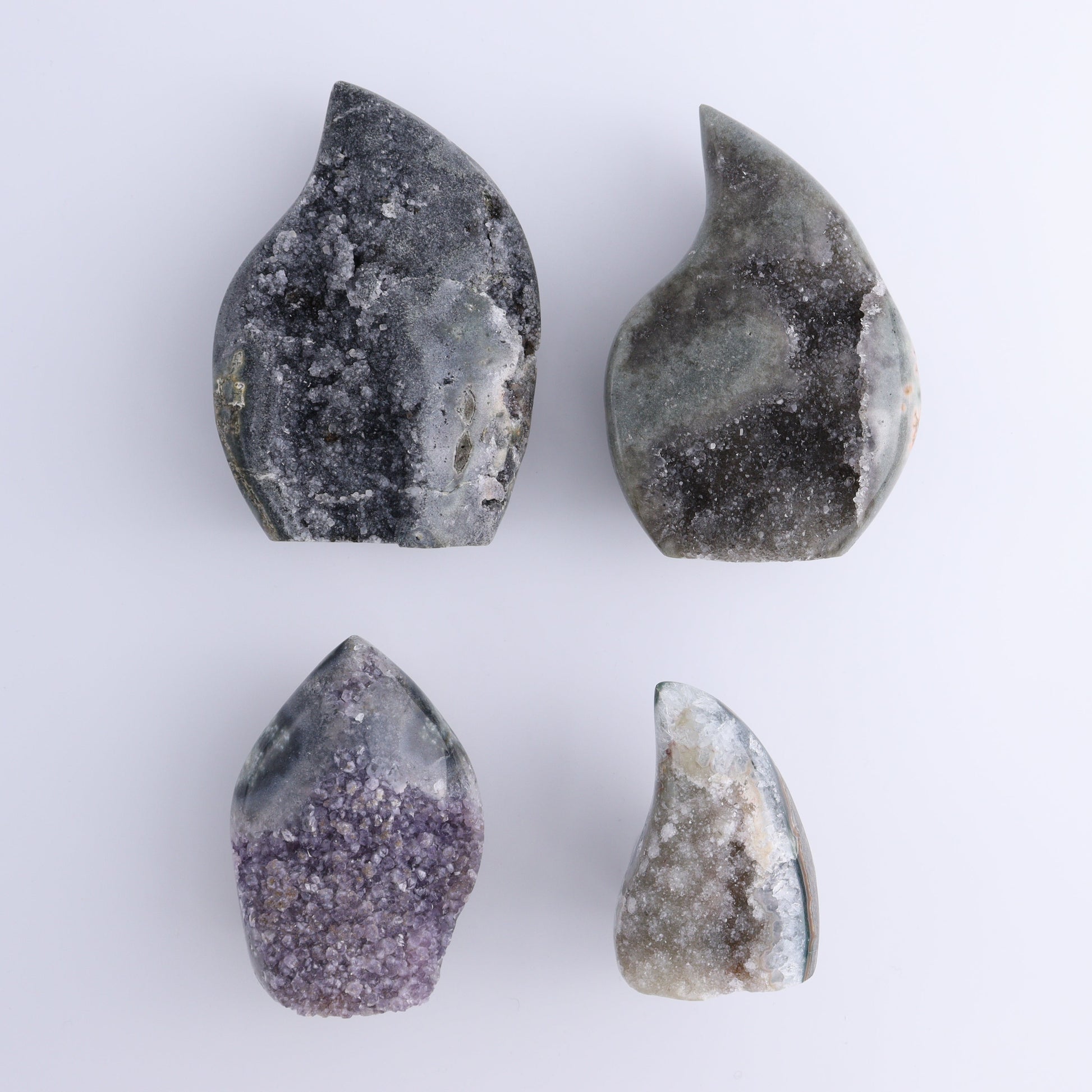 Uruguay Druzy Amethyst Flames Set of 4 - Expert Wholesale and Supplier of Wholesale Crystals & Bulk Gemstones, ["Amethyst","flames","Uruguay"]