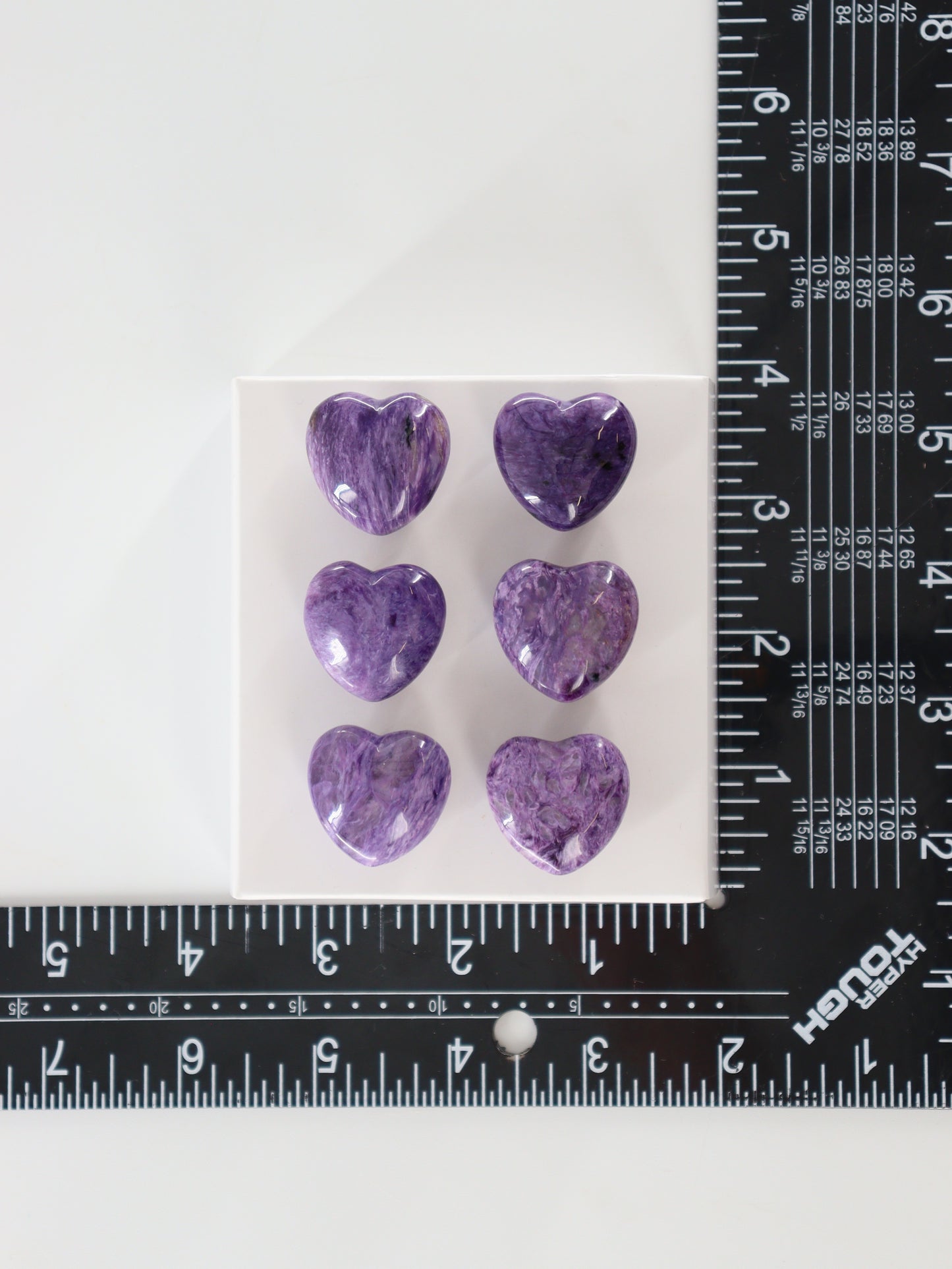 Charoite Hearts Set of 6 - Expert Supplier of Wholesale Crystals & Bulk Gemstones