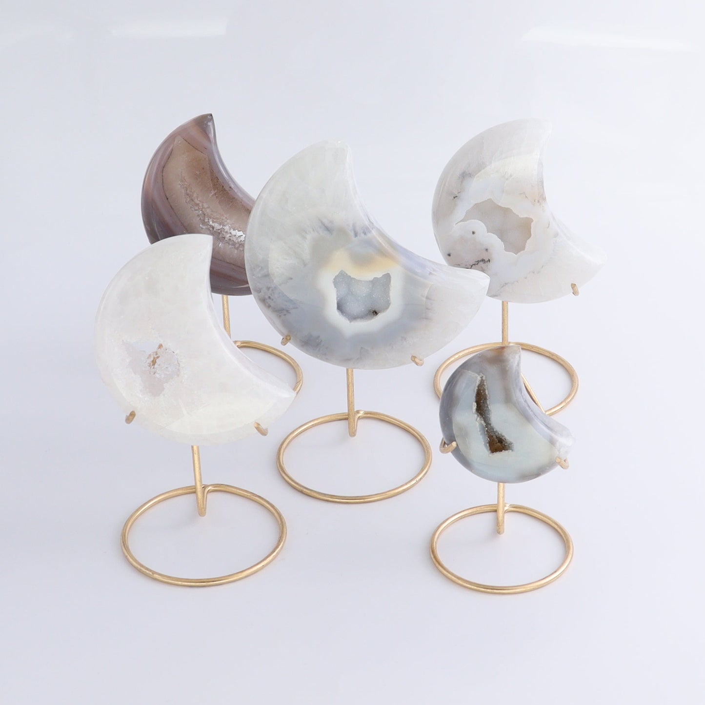 Agate Moons with Stand Set of 5