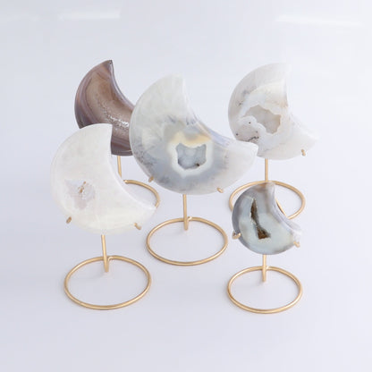 Agate Moons with Stand Set of 5