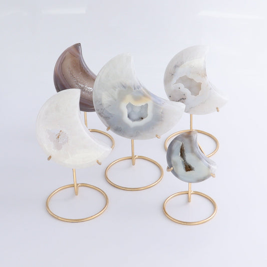 Agate Moons with Stand Set of 5