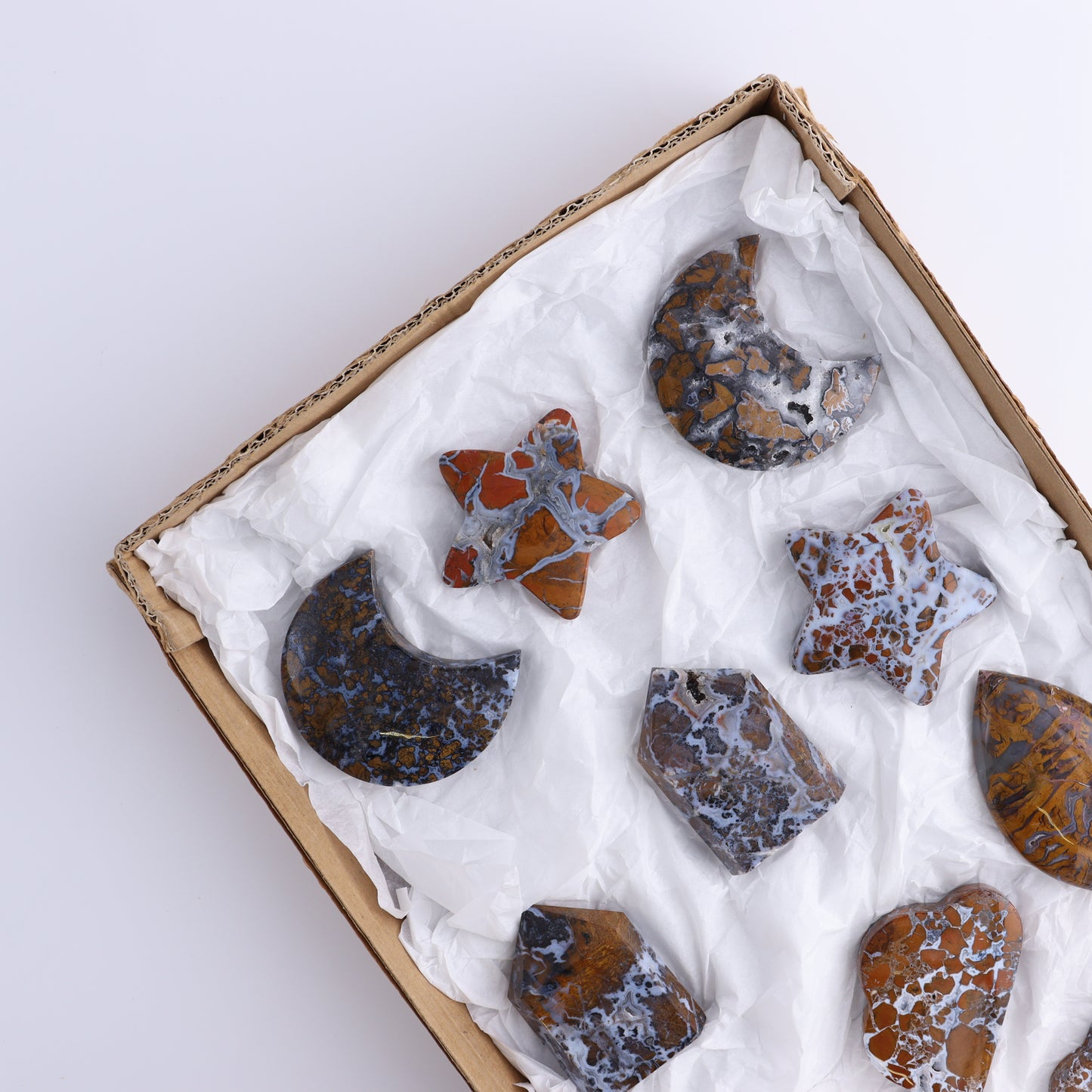 Brecciated Jasper Moons, Stars, Towers, Clouds, and Flames Set of 10 - Expert Wholesale and Supplier of Wholesale Crystals & Bulk Gemstones, ["Brecciated Jasper","Clouds","flames","Indonesia","moons","stars","Towers"]