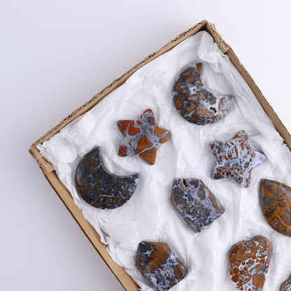 Brecciated Jasper Moons, Stars, Towers, Clouds, and Flames Set of 10 - Expert Wholesale and Supplier of Wholesale Crystals & Bulk Gemstones, ["Brecciated Jasper","Clouds","flames","Indonesia","moons","stars","Towers"]