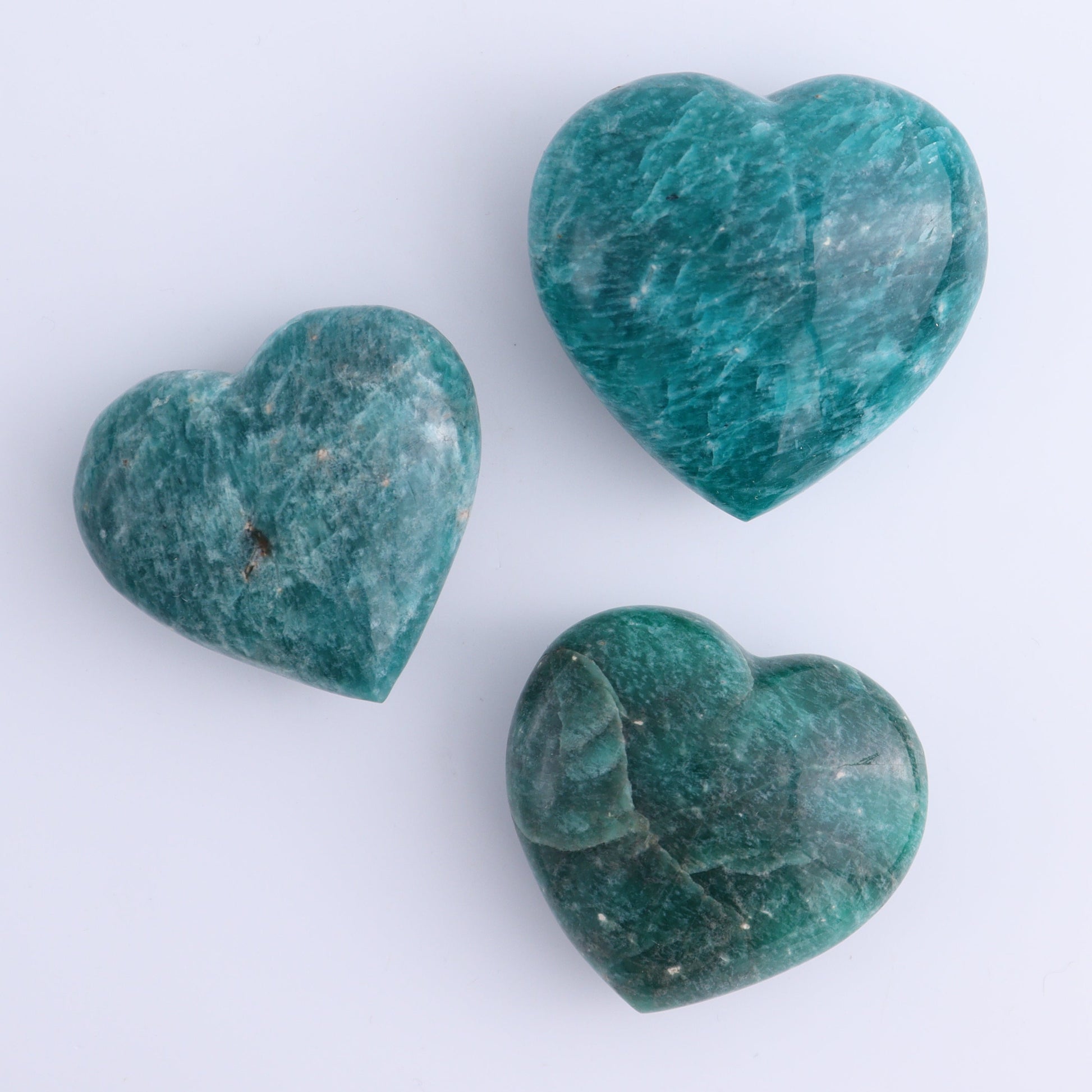 Amazonite Hearts Set of 12 - Expert Wholesale and Supplier of Wholesale Crystals & Bulk Gemstones, ["Amazonite","Hearts","Madagascar"]