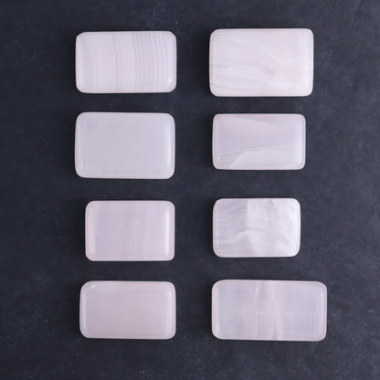Pink Mangano Calcite Rectangles Set of 8 - Expert Wholesale and Supplier of Wholesale Crystals & Bulk Gemstones, ["Calcite","Hearts","Madagascar","Pink Calcite"]