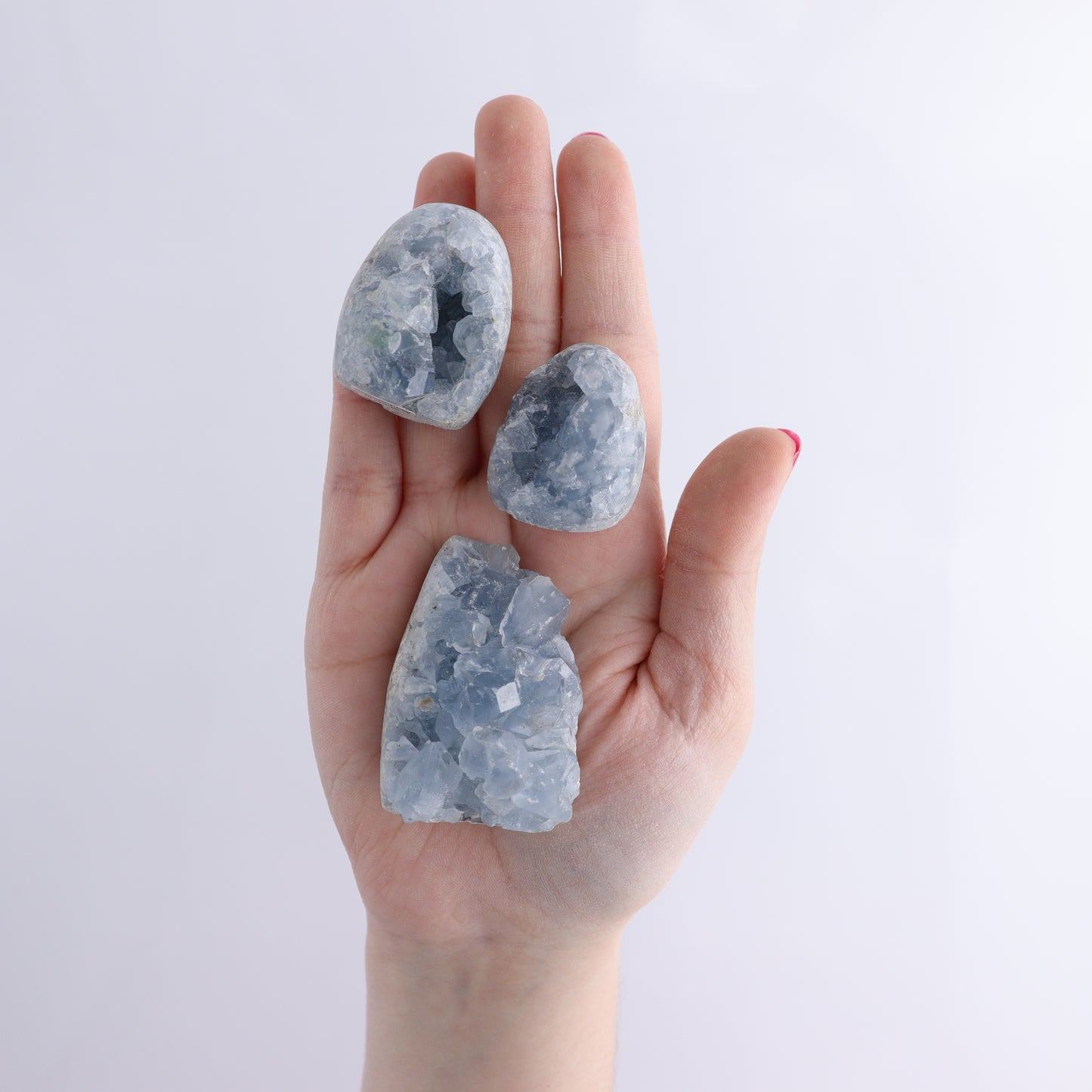 Celestite Set of 7 - Expert Wholesale and Supplier of Wholesale Crystals & Bulk Gemstones, ["Celestite","Freeform","Madagascar"]