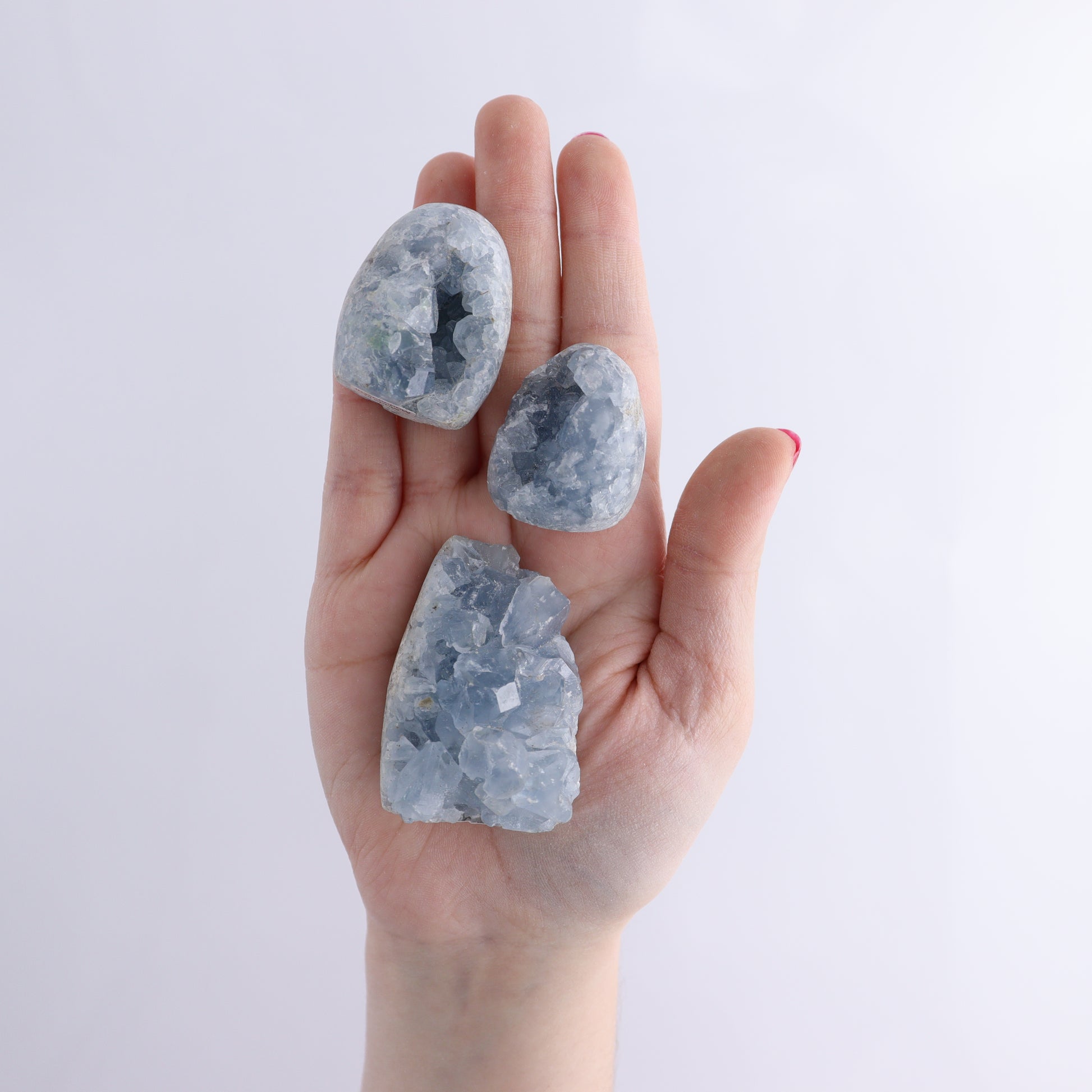 Celestite Set of 7 - Expert Wholesale and Supplier of Wholesale Crystals & Bulk Gemstones, ["Celestite","Freeform","Madagascar"]