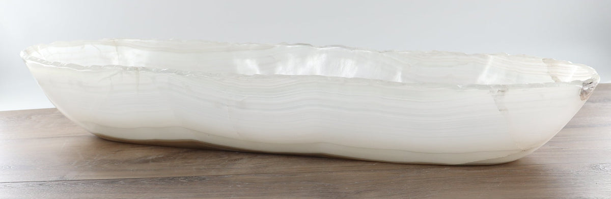 Mexican Onyx/Calcite Canoe Bowl 31"