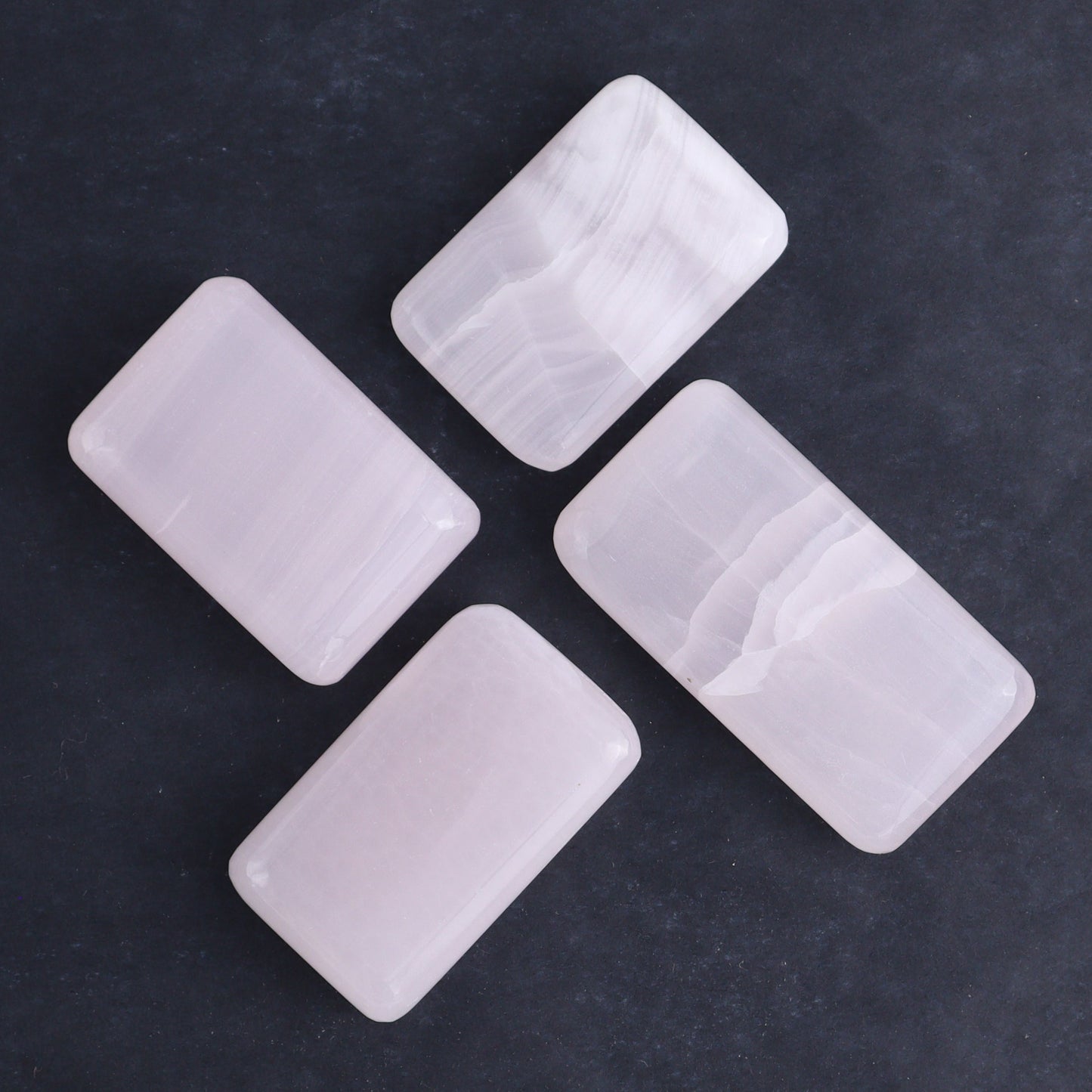 Pink Mangano Calcite Rectangles Set of 8 - Expert Wholesale and Supplier of Wholesale Crystals & Bulk Gemstones, ["Calcite","Hearts","Madagascar","Pink Calcite"]
