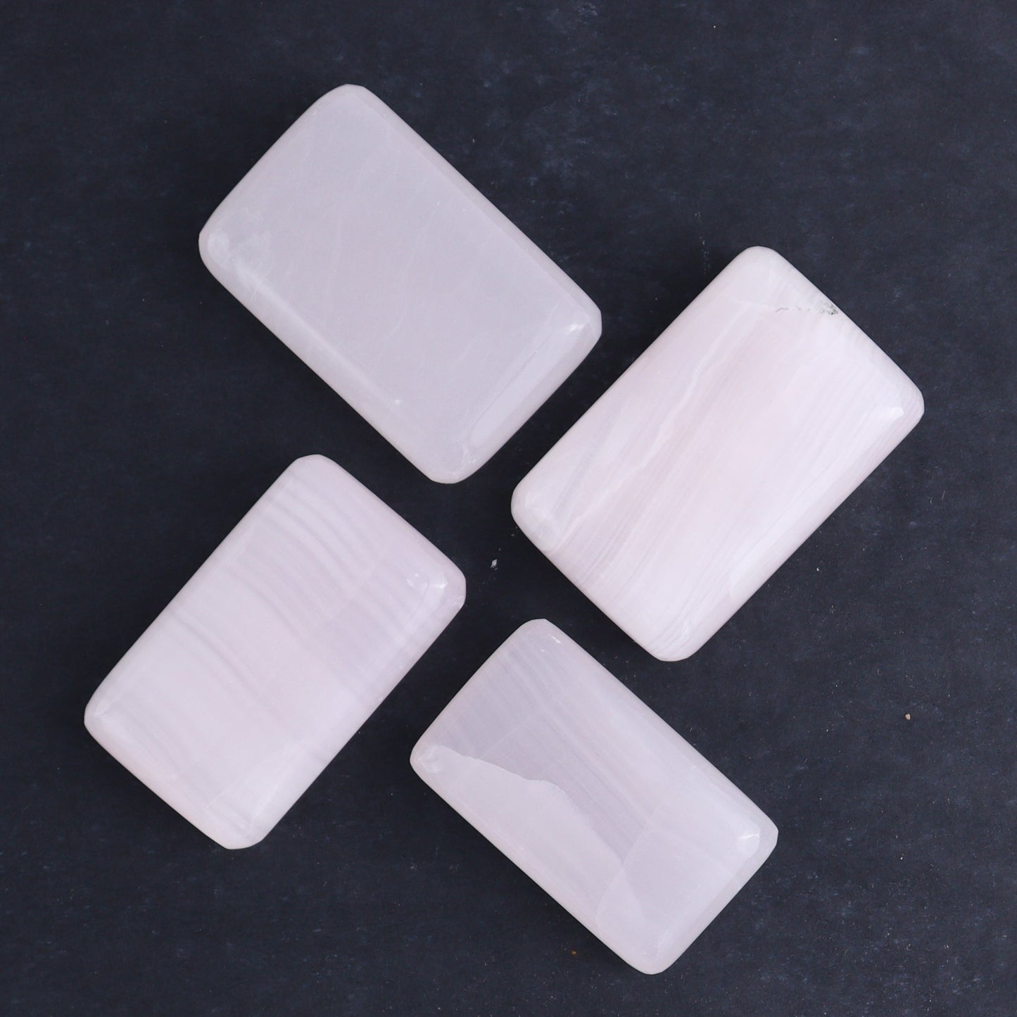 Pink Mangano Calcite Rectangles Set of 8 - Expert Wholesale and Supplier of Wholesale Crystals & Bulk Gemstones, ["Calcite","Hearts","Madagascar","Pink Calcite"]