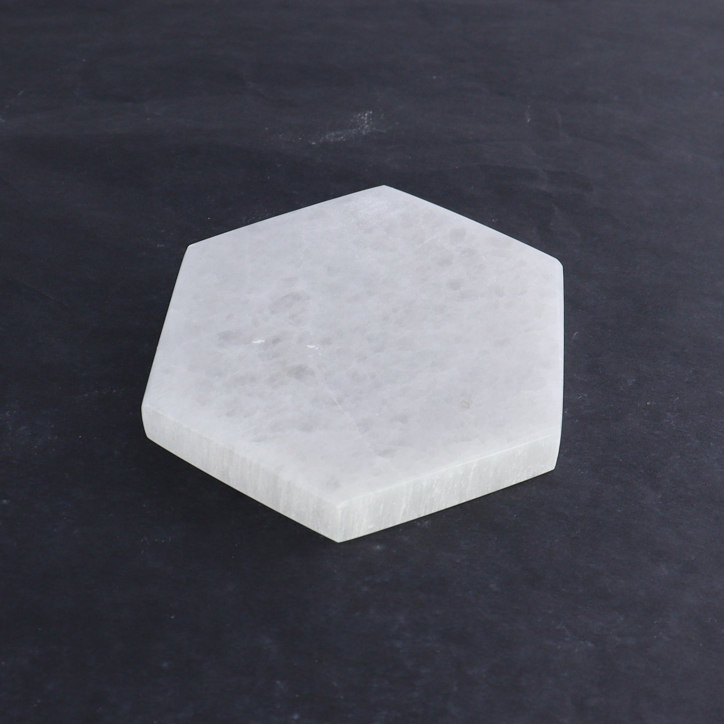 One Selenite (Satin Spar) Hexagon Charging Plate - Expert Wholesale and Supplier of Wholesale Crystals & Bulk Gemstones, ["close_30","Hexagon","Morocco","Selenite"]