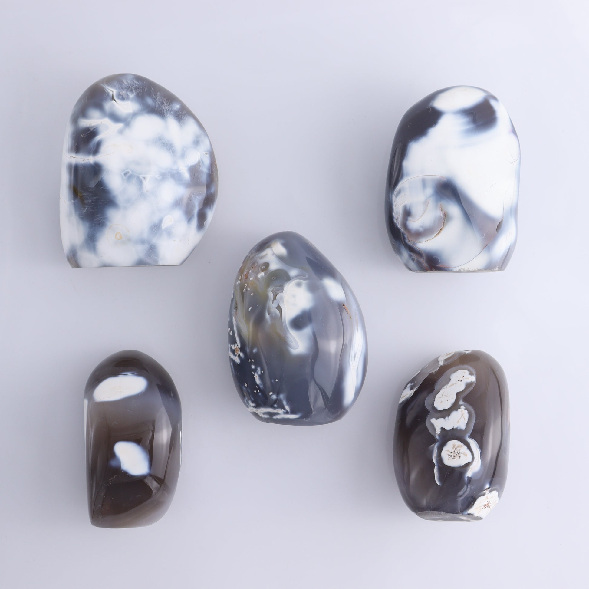 Orca Agate Freeform Set of 5 - Expert Wholesale and Supplier of Wholesale Crystals & Bulk Gemstones, ["Freeforms","Madagascar","Orca Agate"]