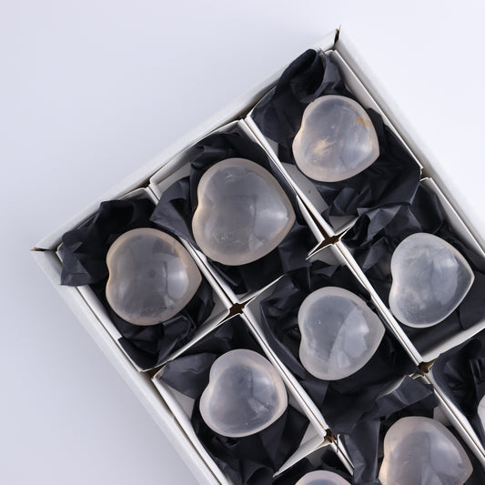 Girasol Quartz Hearts Set of 9 - Expert Wholesale and Supplier of Wholesale Crystals & Bulk Gemstones, ["Girasol","Girasol Quartz","Hearts","Quartz"]