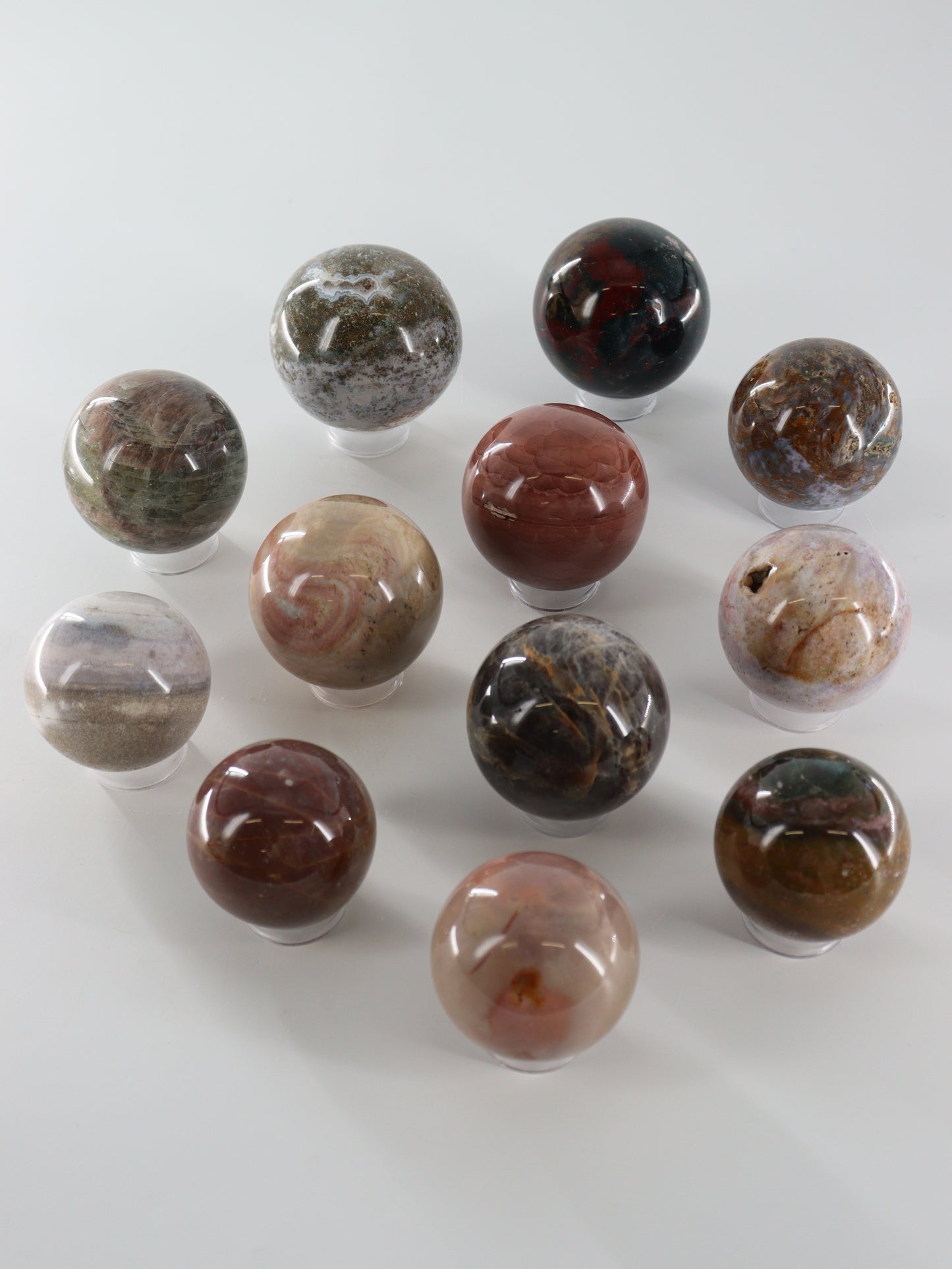 Fancy Jasper Spheres Set of 12 - Expert Wholesale and Supplier of Wholesale Crystals & Bulk Gemstones, []