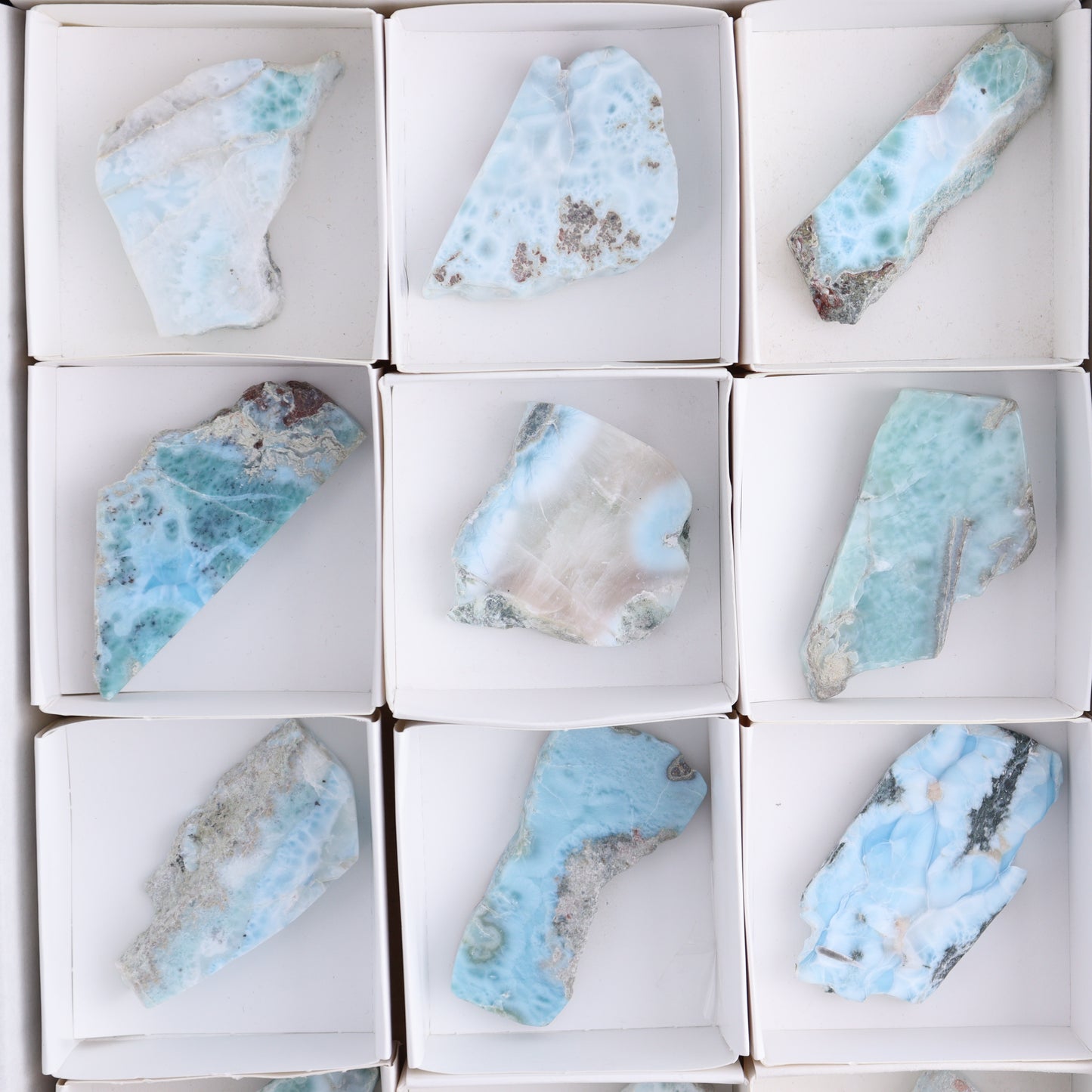 Larimar Slices Set of 12 - Expert Wholesale and Supplier of Wholesale Crystals & Bulk Gemstones, ["Larimar","Slices and Slabs"]