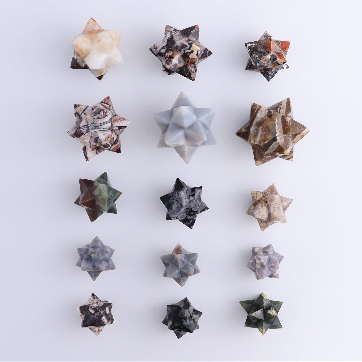 Mixed Stones Stars Set of 15 - Expert Wholesale and Supplier of Wholesale Crystals & Bulk Gemstones, ["jasper","Quartz","Rose Quartz","stars"]
