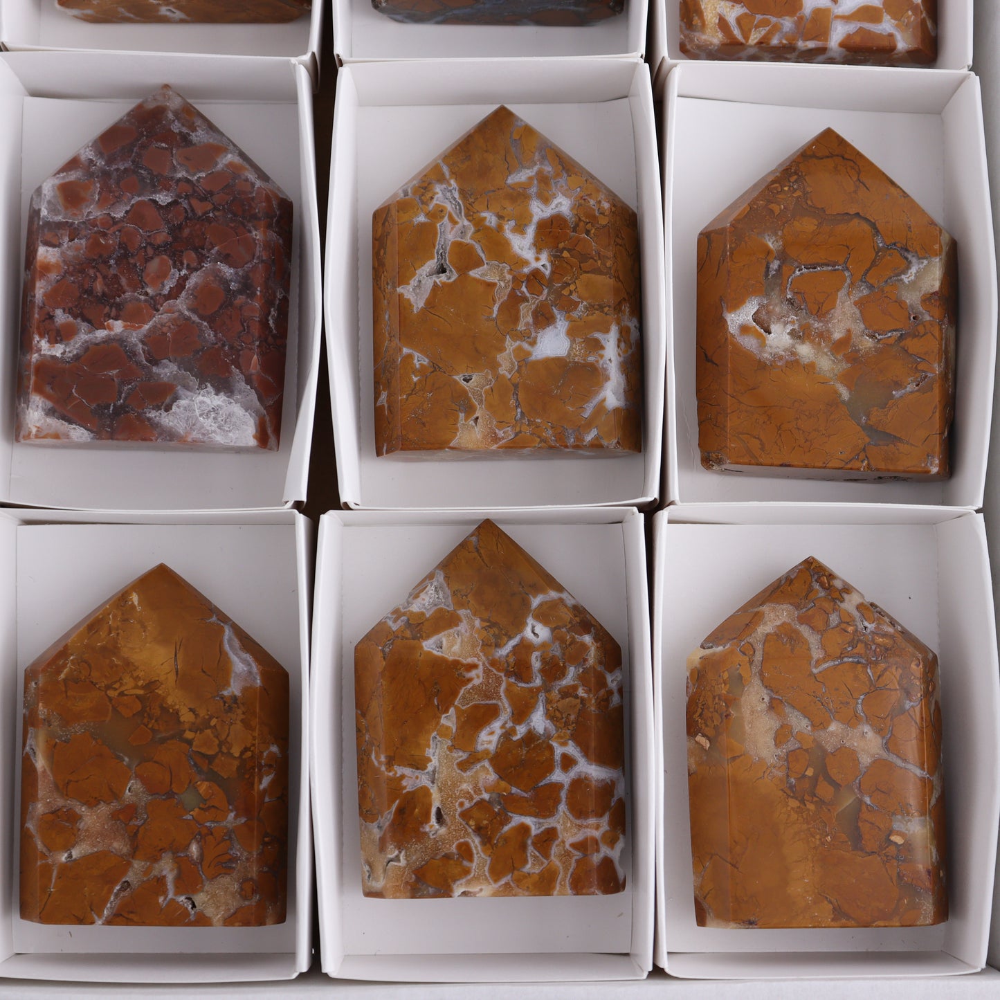 Brecciated Jasper Points Set of 9 - Expert Wholesale and Supplier of Wholesale Crystals & Bulk Gemstones, ["Brecciated Jasper","Indonesia","Points"]