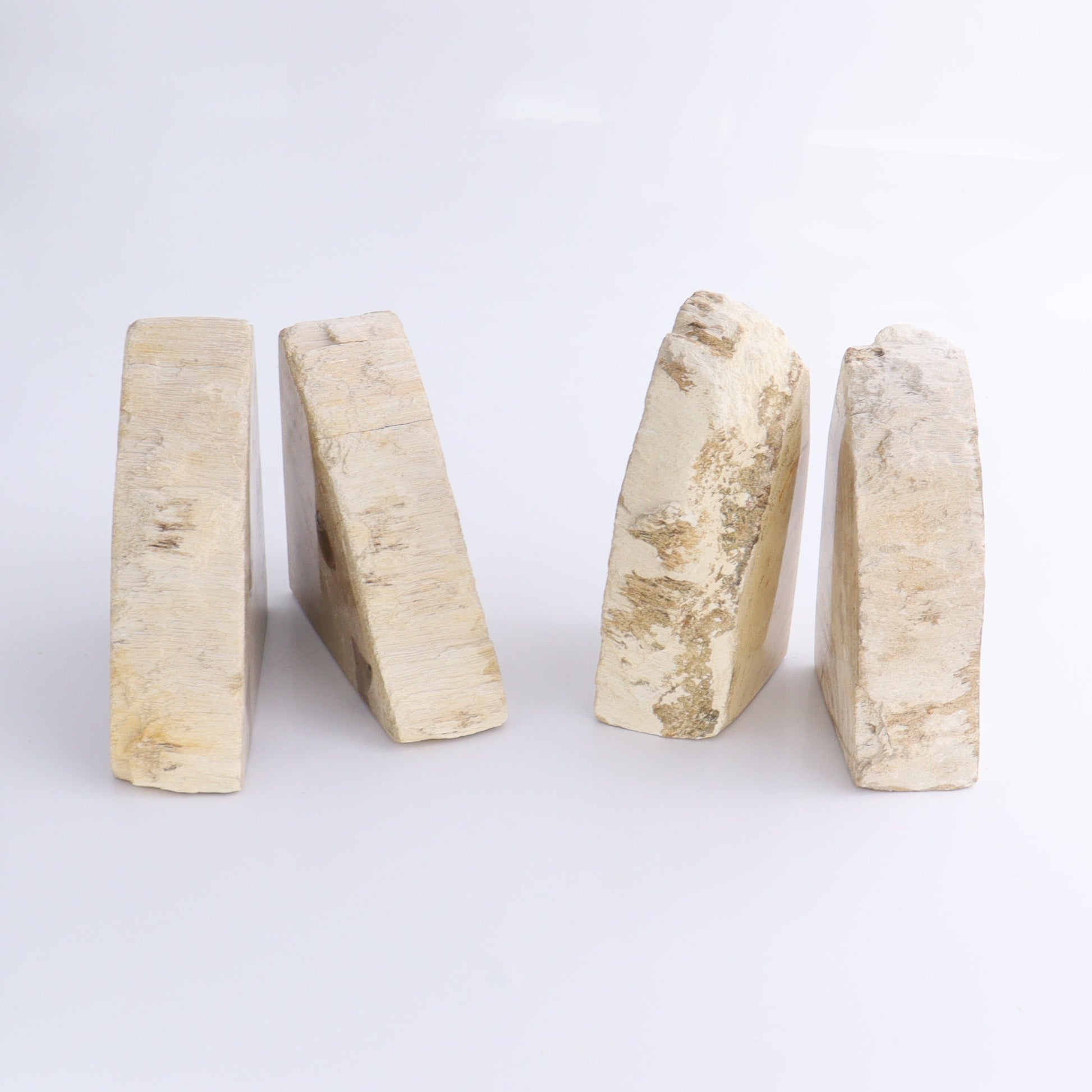 One Pair of White/Grey 1.5-1.7 kg Petrified Wood Bookends - Expert Wholesale and Supplier of Wholesale Crystals & Bulk Gemstones, ["Bookends","Indonesia","Petrified Wood"]