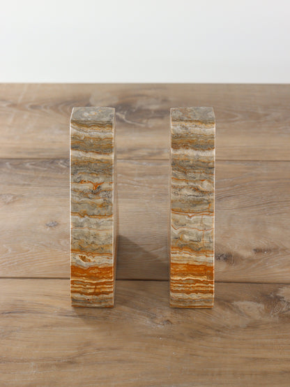 Gray and Tan Polished Onyx Bookends - Expert Supplier of Wholesale Crystals & Bulk Gemstones