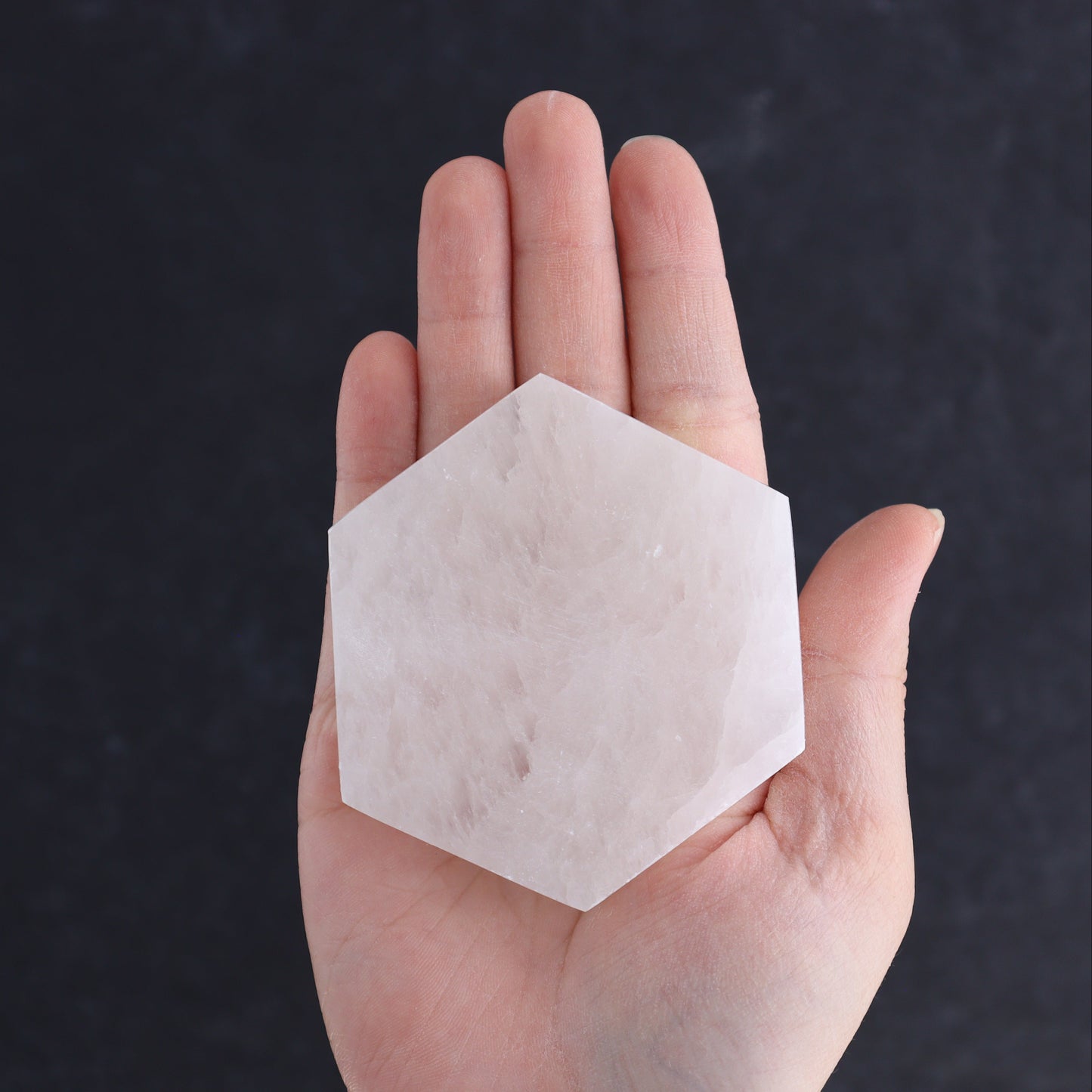 One Selenite (Satin Spar) Hexagon Plate 7 cm - Expert Wholesale and Supplier of Wholesale Crystals & Bulk Gemstones, ["close_30","Hexagon","Morocco","Selenite"]