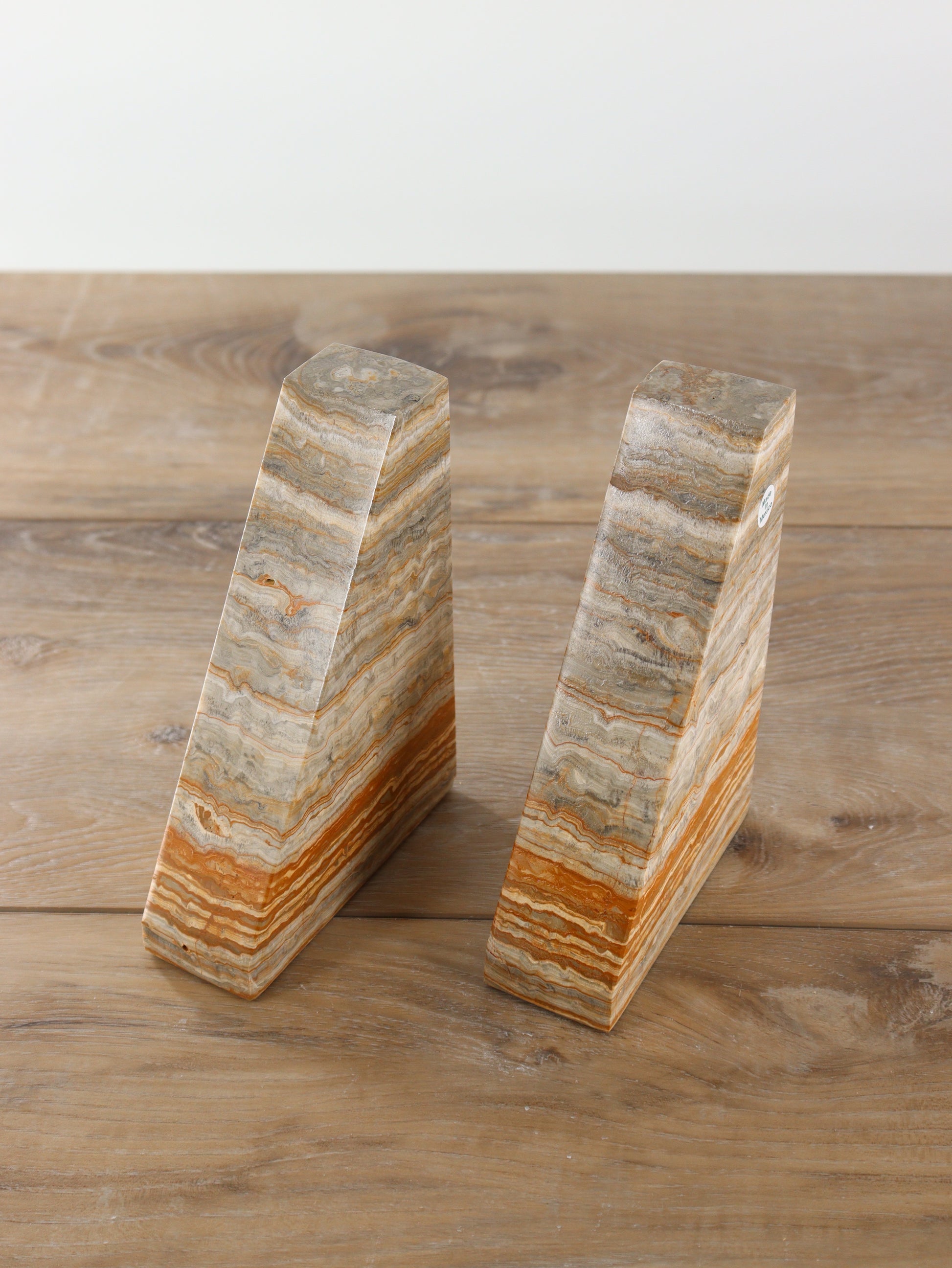 Gray and Tan Polished Onyx Bookends - Expert Supplier of Wholesale Crystals & Bulk Gemstones