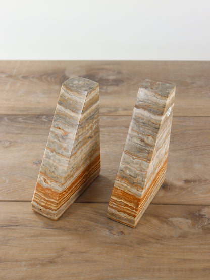 Gray and Tan Polished Onyx Bookends - Expert Supplier of Wholesale Crystals & Bulk Gemstones