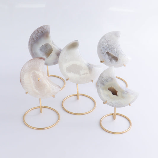 Agate Moons with Stand Set of 5