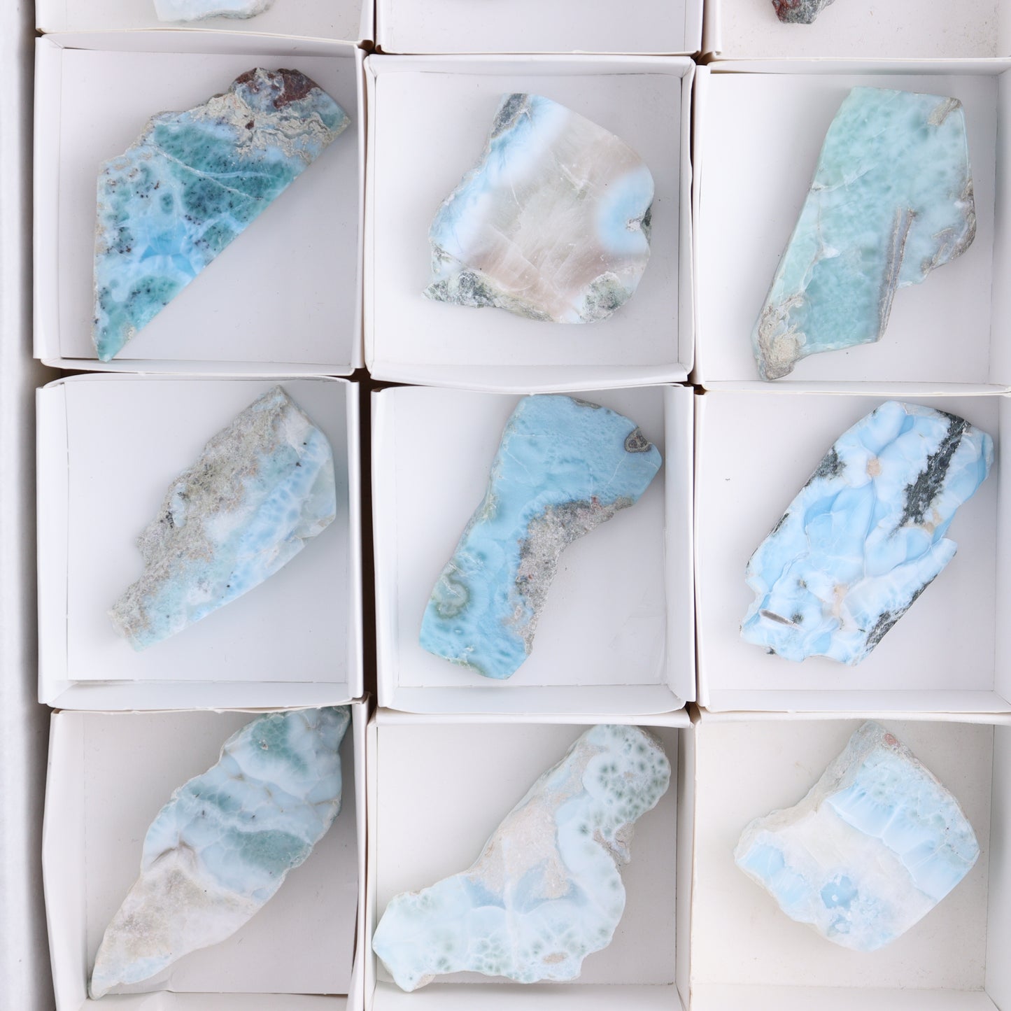 Larimar Slices Set of 12 - Expert Wholesale and Supplier of Wholesale Crystals & Bulk Gemstones, ["Larimar","Slices and Slabs"]