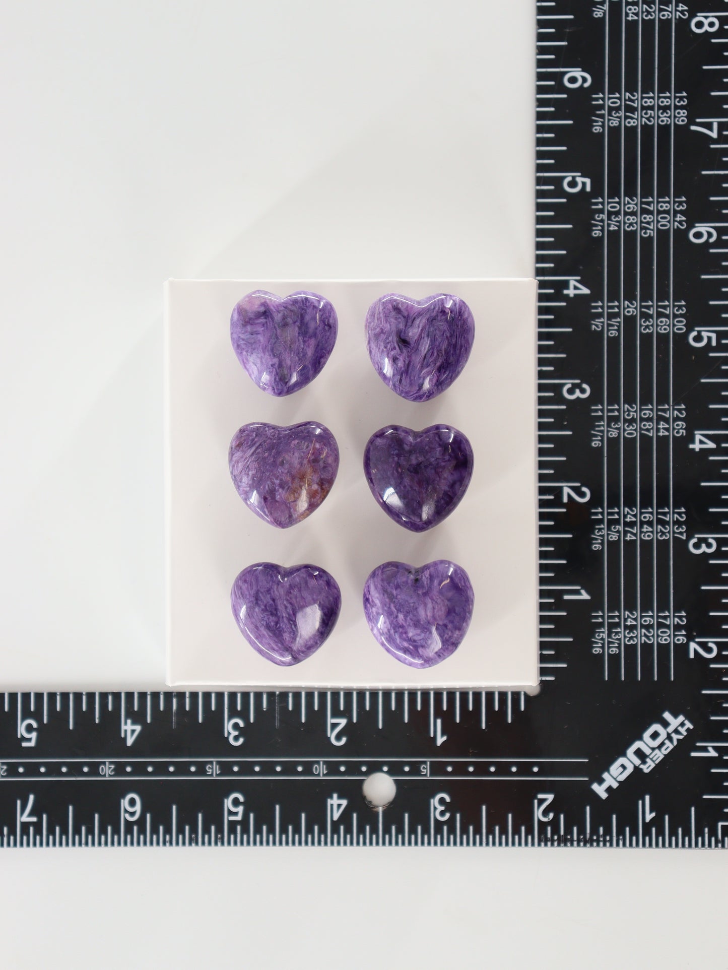 Charoite Hearts Set of 6 - Expert Supplier of Wholesale Crystals & Bulk Gemstones