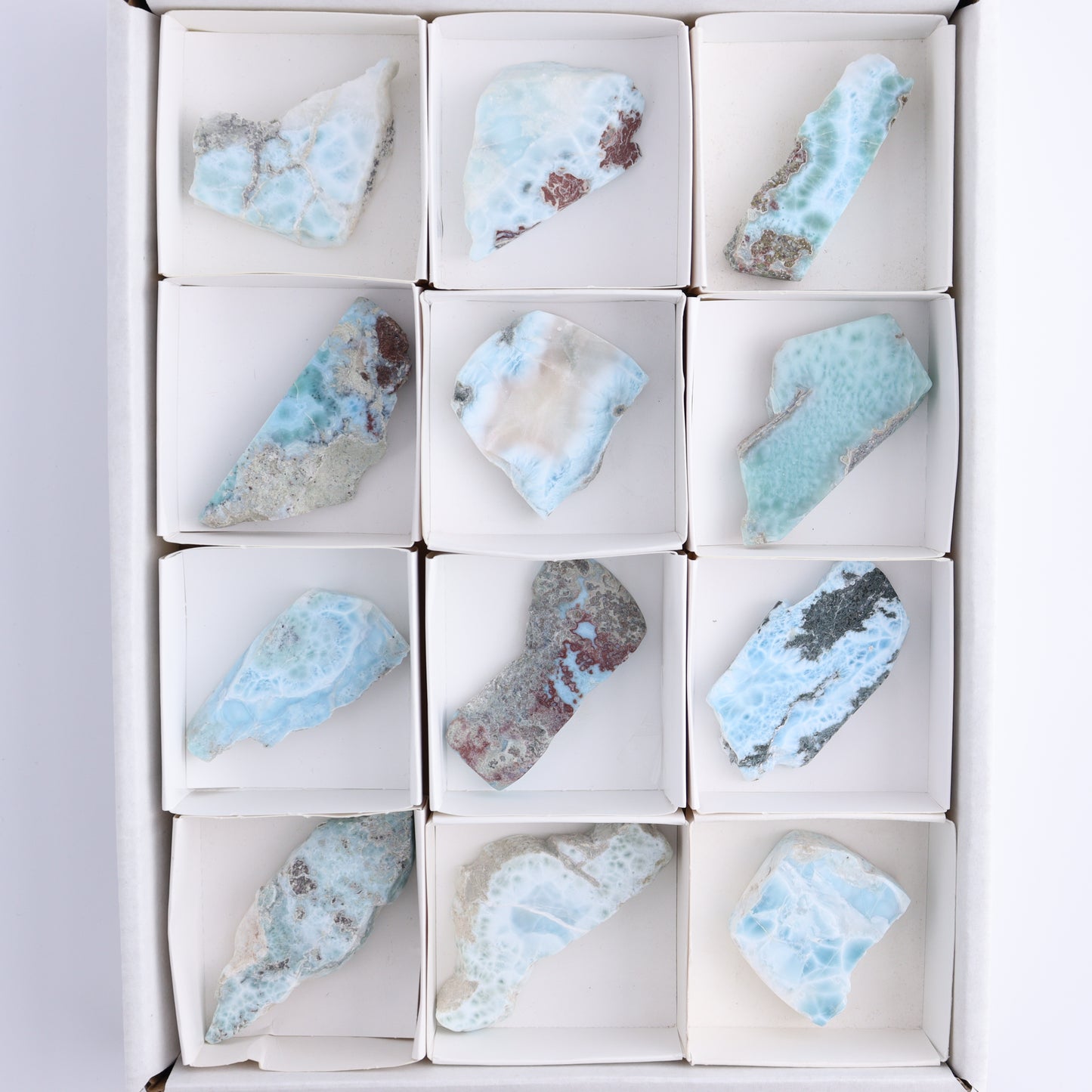 Larimar Slices Set of 12 - Expert Wholesale and Supplier of Wholesale Crystals & Bulk Gemstones, ["Larimar","Slices and Slabs"]