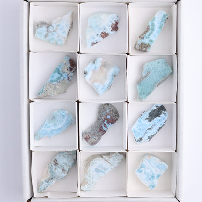 Larimar Slices Set of 12 - Expert Wholesale and Supplier of Wholesale Crystals & Bulk Gemstones, ["Larimar","Slices and Slabs"]