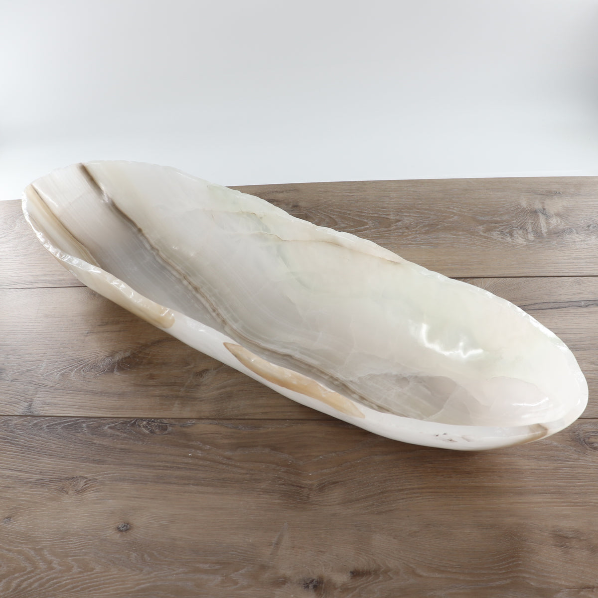 Mexican Onyx/Calcite Canoe Bowl 31"
