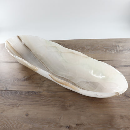 Mexican Onyx/Calcite Canoe Bowl 31"