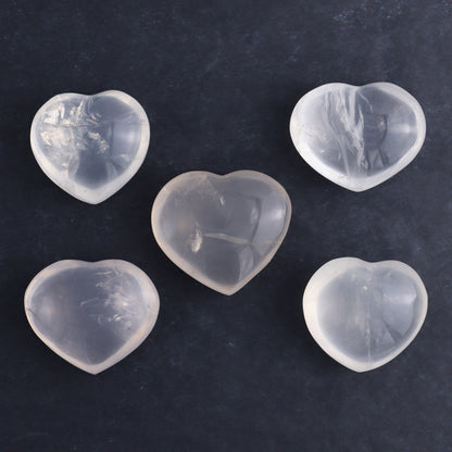Girasol Quartz Hearts Set of 9 - Expert Wholesale and Supplier of Wholesale Crystals & Bulk Gemstones, ["Girasol","Girasol Quartz","Hearts","Quartz"]