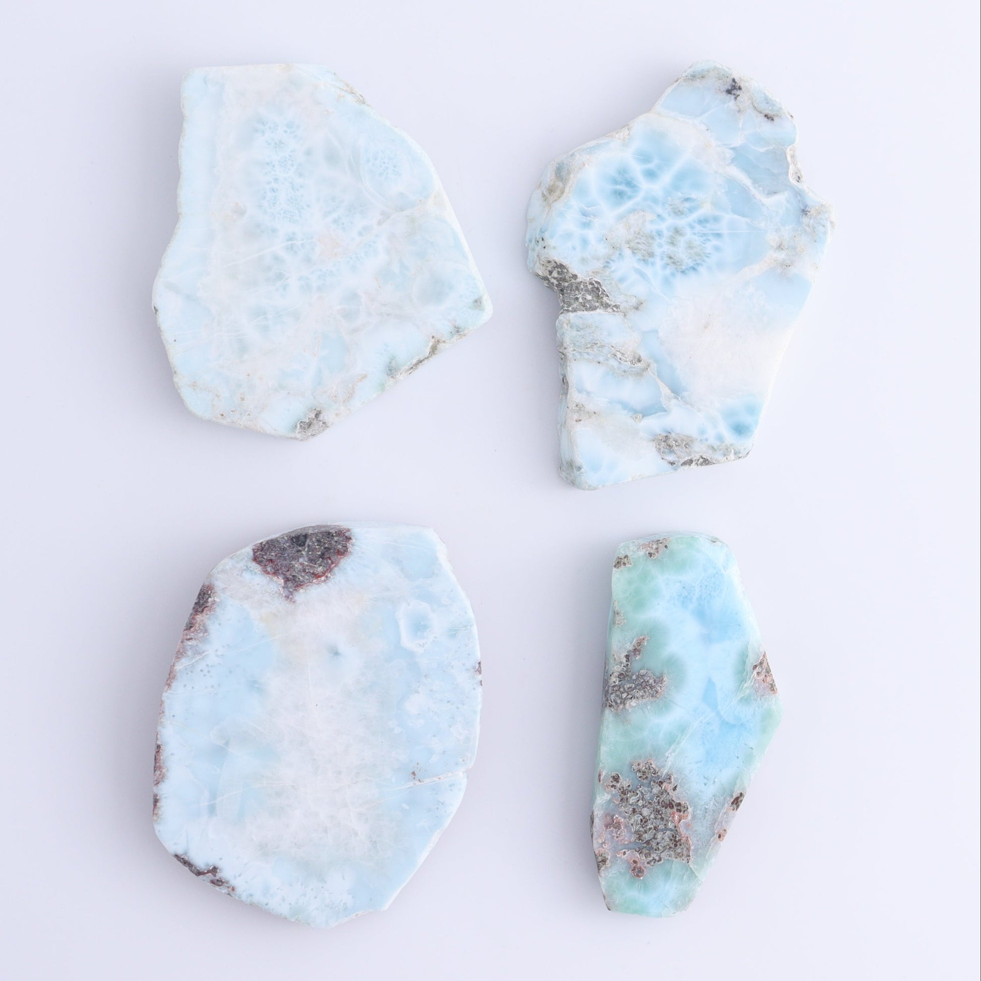 Larimar Slices Set of 4 - Expert Wholesale and Supplier of Wholesale Crystals & Bulk Gemstones, ["Larimar","Slices and Slabs"]