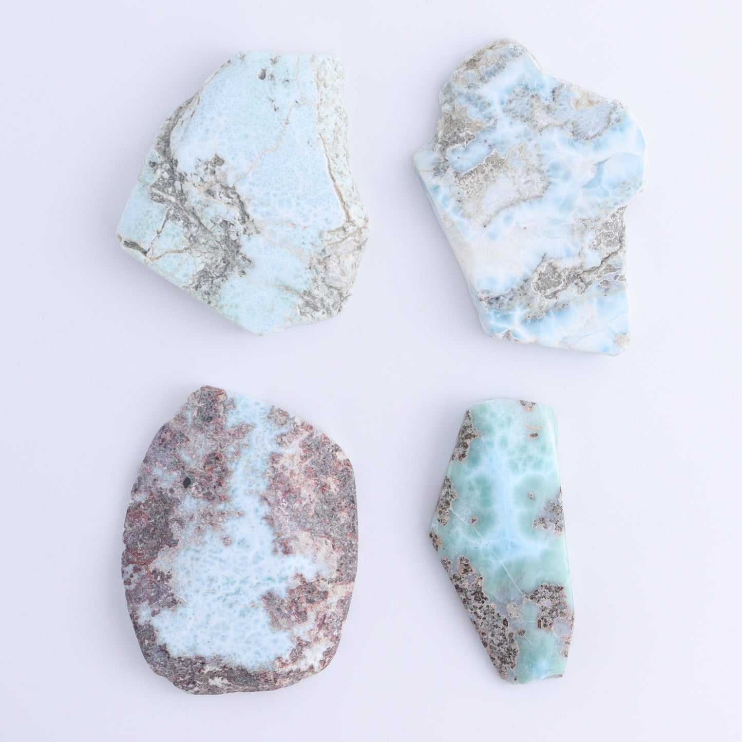 Larimar Slices Set of 4 - Expert Wholesale and Supplier of Wholesale Crystals & Bulk Gemstones, ["Larimar","Slices and Slabs"]