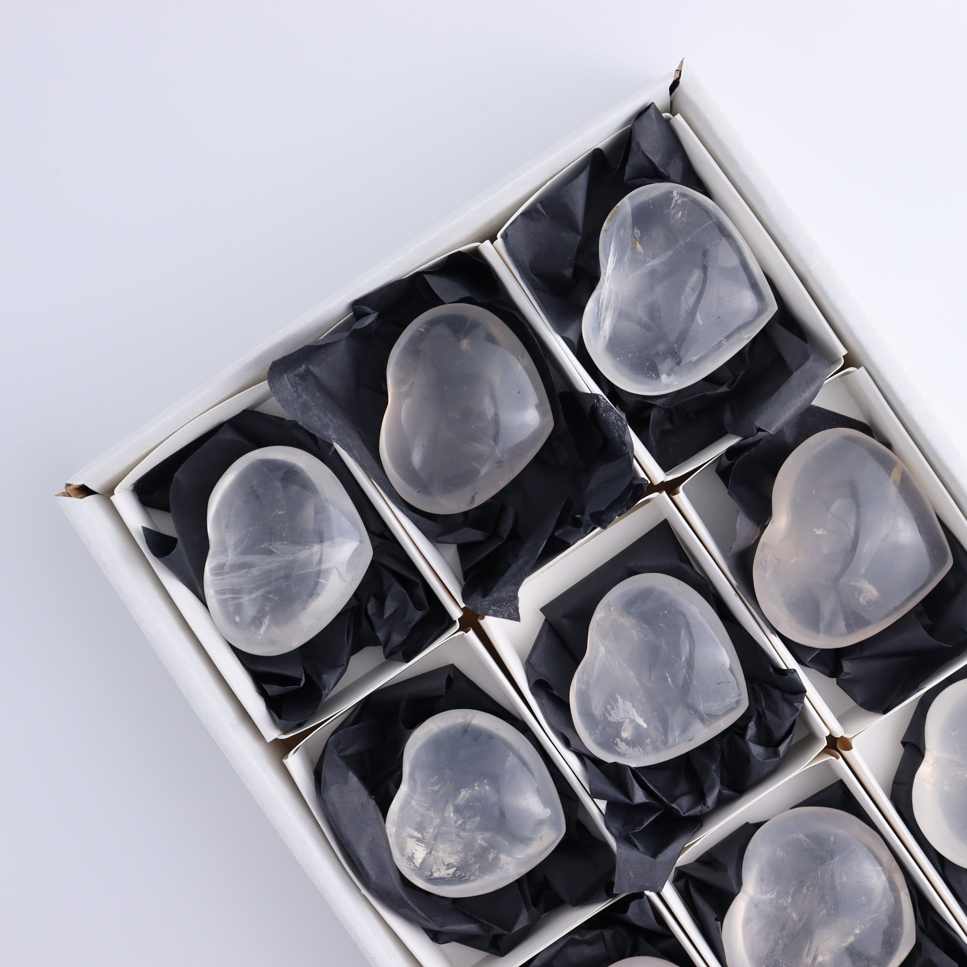 Girasol Quartz Hearts Set of 9 - Expert Wholesale and Supplier of Wholesale Crystals & Bulk Gemstones, ["Girasol","Girasol Quartz","Hearts","Quartz"]