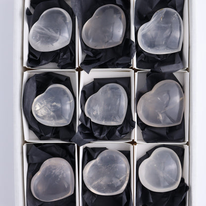 Girasol Quartz Hearts Set of 9 - Expert Wholesale and Supplier of Wholesale Crystals & Bulk Gemstones, ["Girasol","Girasol Quartz","Hearts","Quartz"]