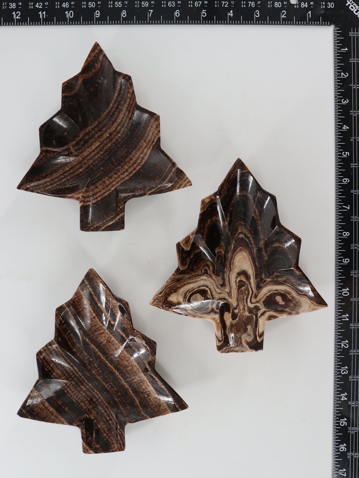 Onyx Chocolate Pine Tree Dishes Set of 3 - Expert Supplier of Wholesale Crystals & Bulk Gemstones