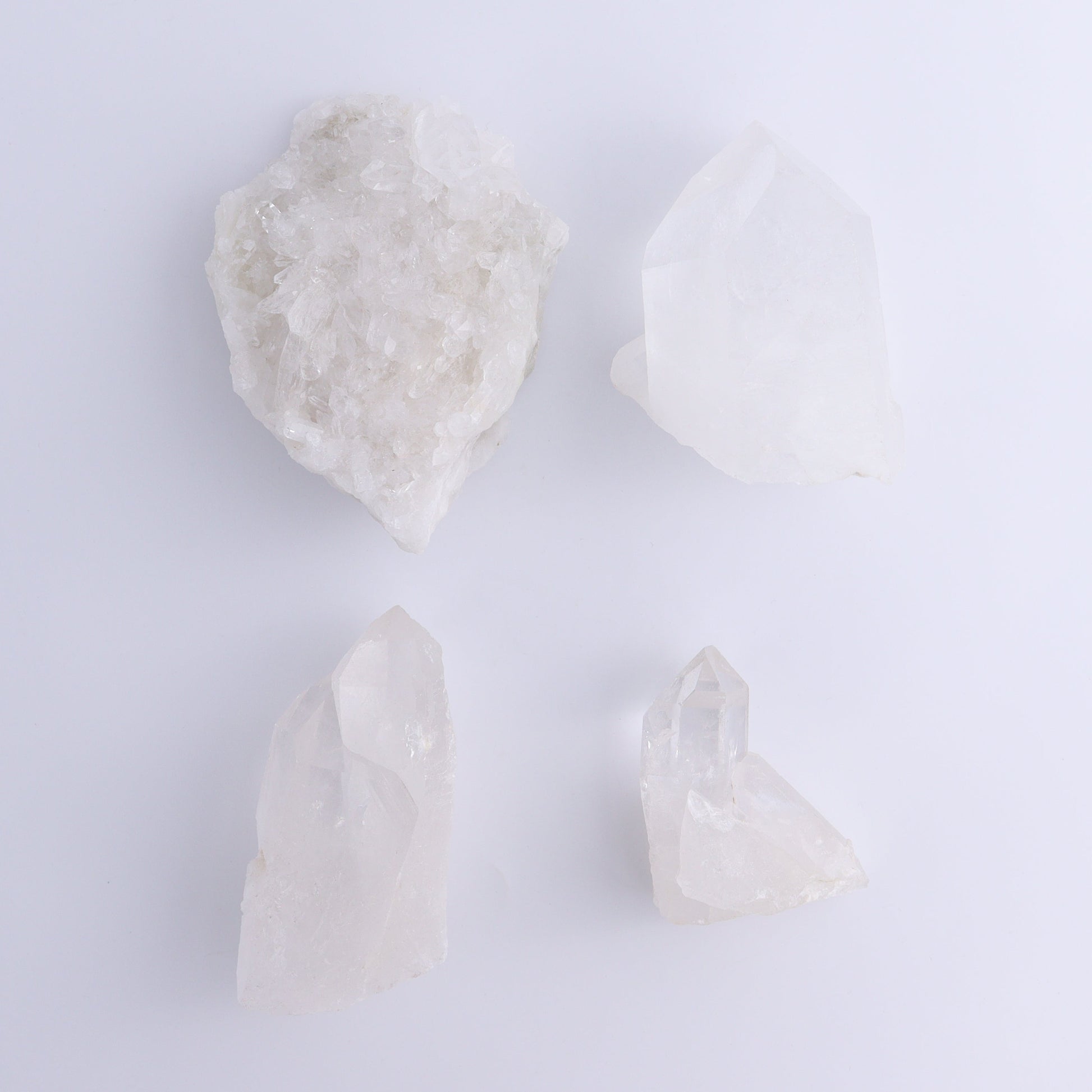 Quartz Freeforms & Clusters Set of 4 - Expert Wholesale and Supplier of Wholesale Crystals & Bulk Gemstones, ["Clusters","Freeform","Freeforms","Quartz"]