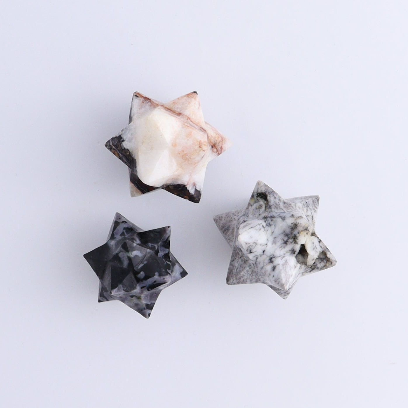 Mixed Stones Stars Set of 14 - Expert Wholesale and Supplier of Wholesale Crystals & Bulk Gemstones, ["jasper","Quartz","Rose Quartz","stars"]