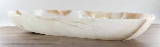Mexican Onyx/Calcite Canoe Bowl 31"