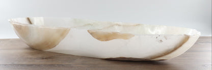 Mexican Onyx/Calcite Canoe Bowl 31"
