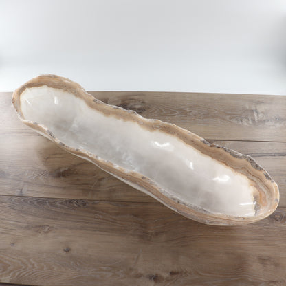 Mexican Onyx/Calcite Canoe Bowl 31"