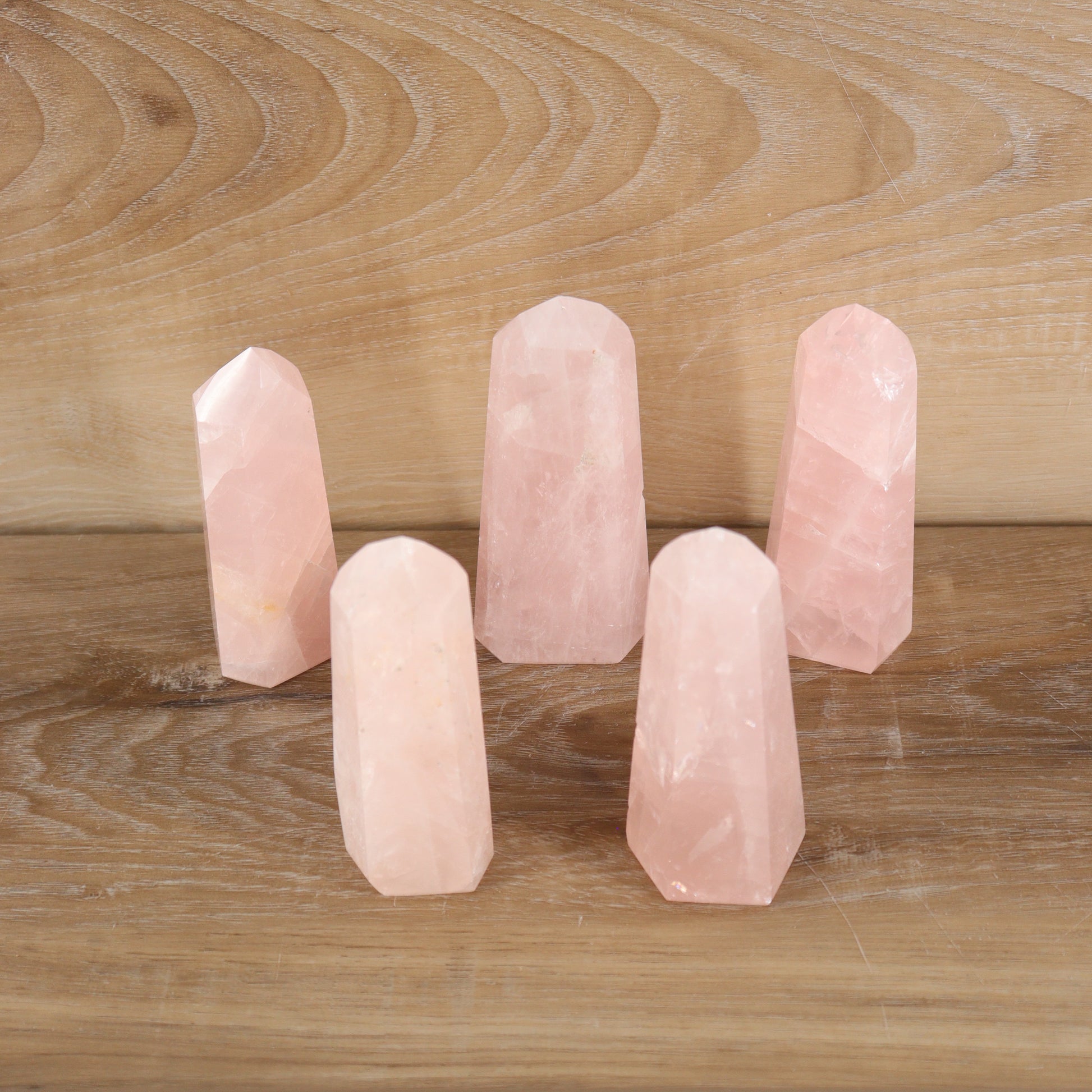 Rose Quartz Towers Set of 5 - Expert Supplier of Wholesale Crystals & Bulk Gemstones