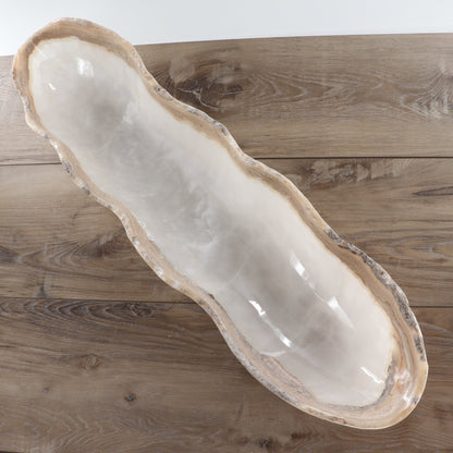 Mexican Onyx/Calcite Canoe Bowl 31"